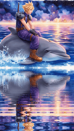 Fantasy Art Man Riding Dolphin GIF