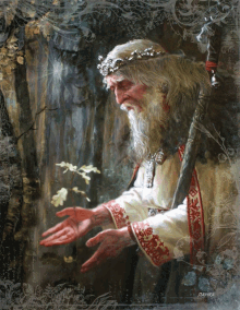 Fantasy Art Old King Looking At Flower GIF