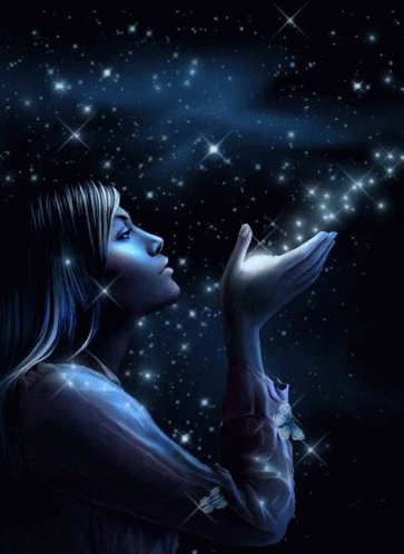 Fantasy Art Woman Blowing Sparkles GIF