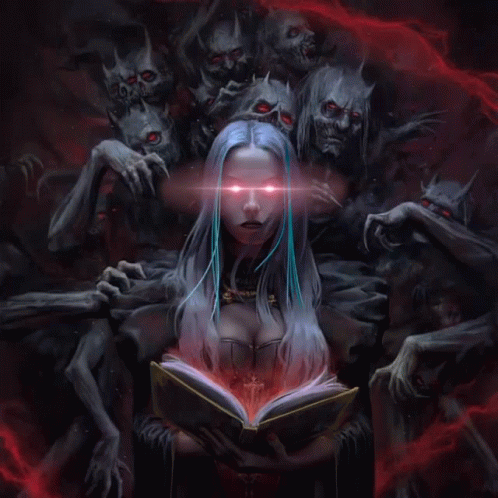 Fantasy Art Woman Surrounded By Demons GIF