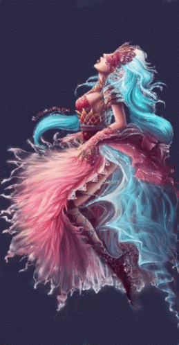 Fantasy Art Woman Wearing Glittering Dress GIF
