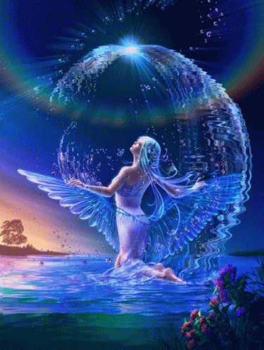 Fantasy Art Woman With Water Wings GIF