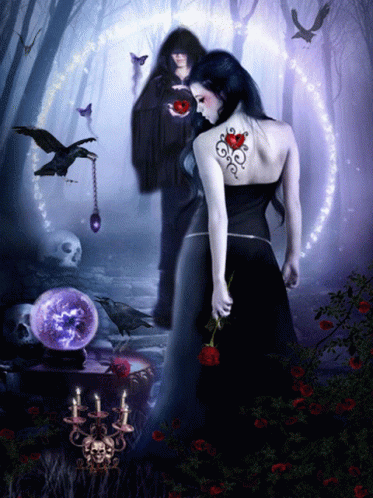 Fantasy Art Women In Black Outfit GIF