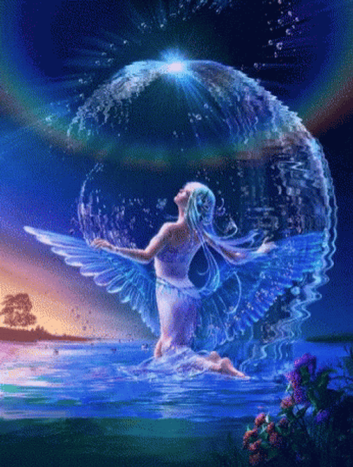 Fantasy fairy above water gif.