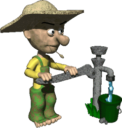 Falling Farmer With Rake GIF