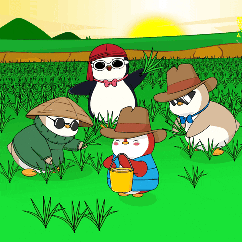 Farming Penguins In The Field GIF