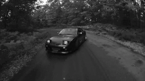 Fast Car Drifting In Forest GIF