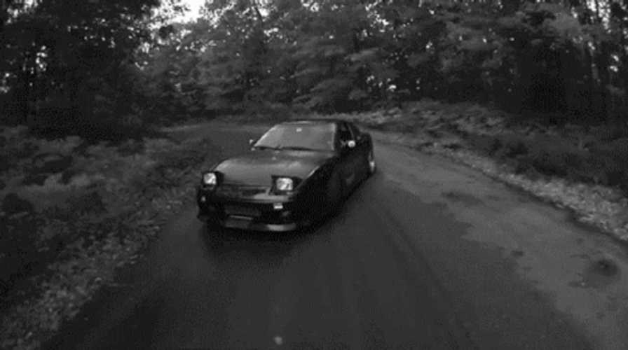 Fast Car Drifting In Forest GIF