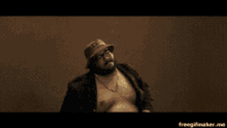Fat Bearded Man Man Boobs Slow Motion Bounce GIF