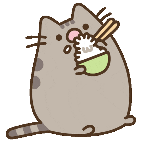 Fat Cat Eating Rice GIF