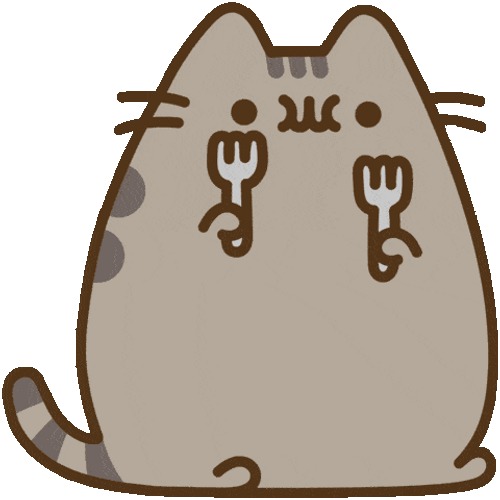 Fat Cat Holding Two Forks GIF