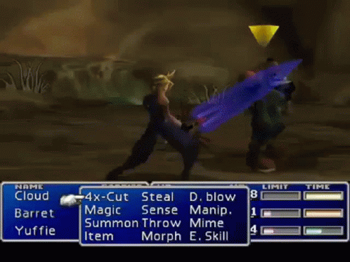 Fat-Chocobo Is A Character In A Video Game With A Purple Sword GIF