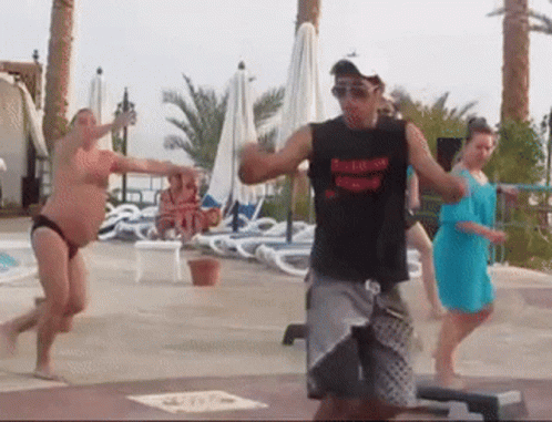 Fat Group Of People Dancing Together GIF