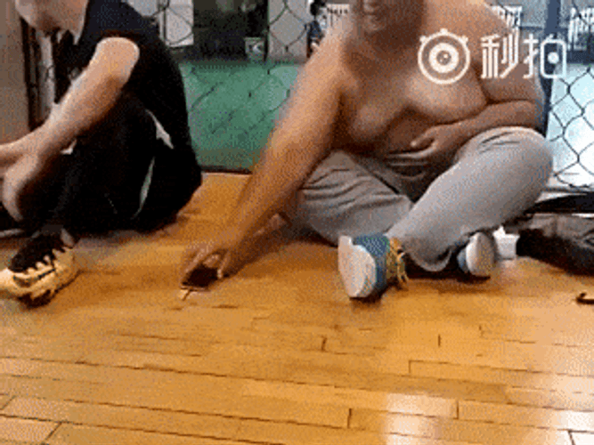 Fat Guy Hide Cellphone Perks Big Man Boobs GIF