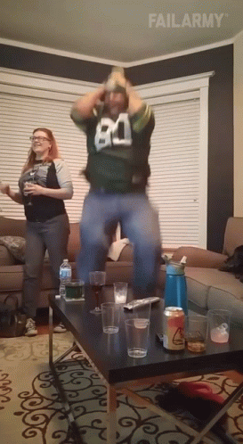 Fat Guy Hilariously Jumping Up And Down GIF
