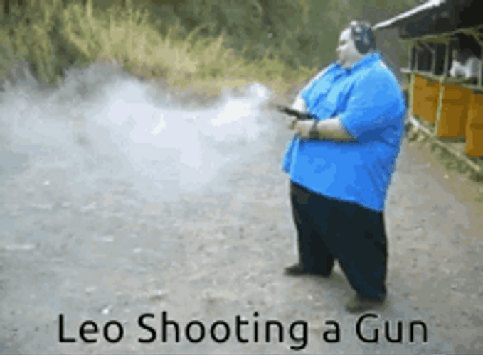 Fat Guy Shooting Gun GIF 