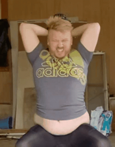 Fat Guy Tries Out Home Gym GIF
