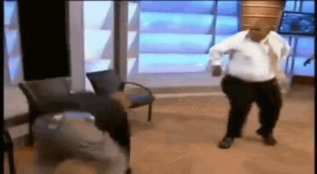 Fat Guys Fighting On Tv Show GIF