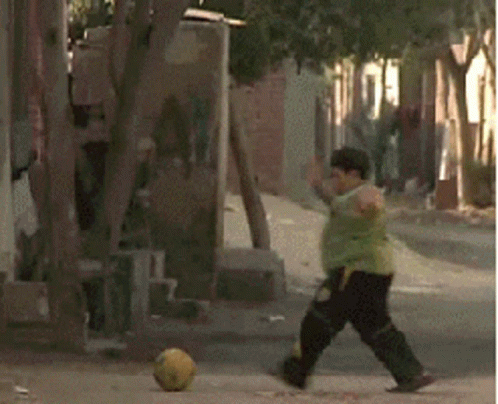 Fat Kid Tries Kickball GIF