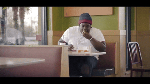 Fat Man Eating In Restaurant GIF