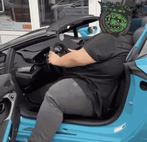 Fat Man Getting Out Of The Car GIF