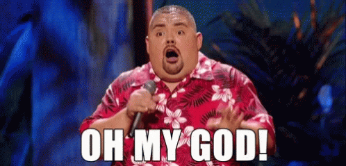 Fat Man Holding Microphone Saying Oh My God