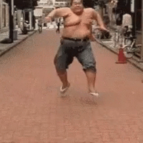 Fat Man Jumping GIF