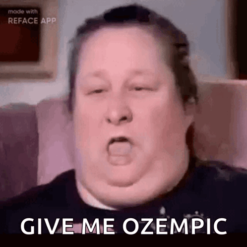 Fat Man Making Funny Face Saying Give Me Ozempic
