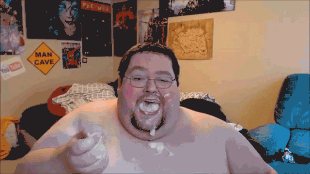 Fat Man Over Eating GIF