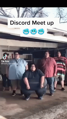 Fat People Standing at Discord Meet Up Sign
