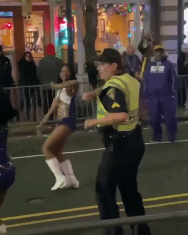 Fat Tuesday Police Officer Dancing In Mardi Gras GIF