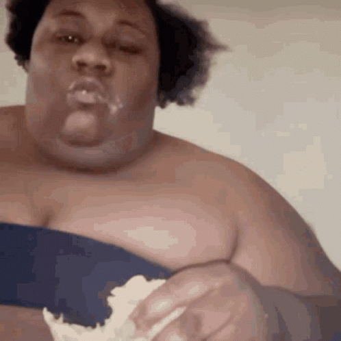 Fat Woman Calm Eating GIF