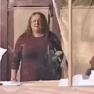 Fat Woman Jump Out Window GIF