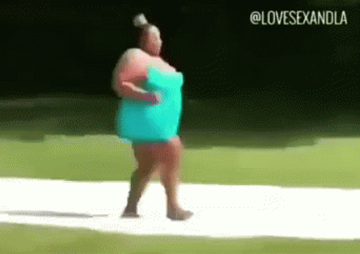 Fat Woman Slip Falling Down GIF