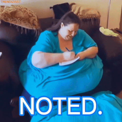 Fat Woman Taking Notes Noted GIF