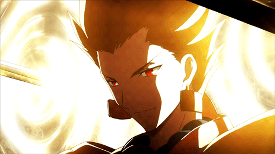 Fate Zero Gilgamesh Smiling With Sword GIF