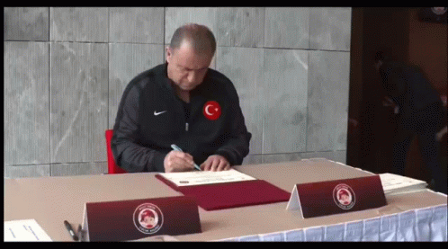 Fatih Terim Football Contract Signing GIF