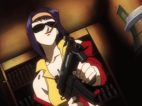 Faye Valentine Shooting Automatic Gun GIF