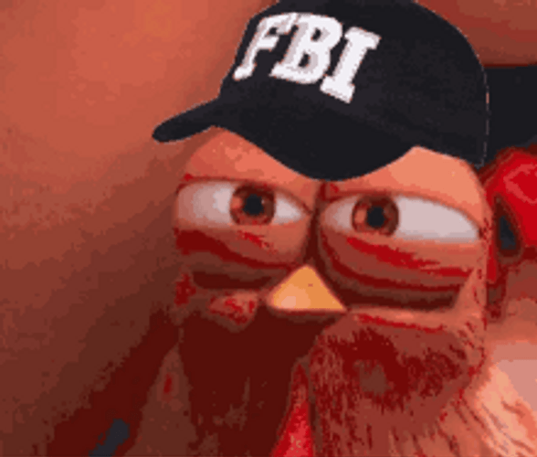 Fbi Cap Suspicious Skeptic Funny Animated Chicken GIF
