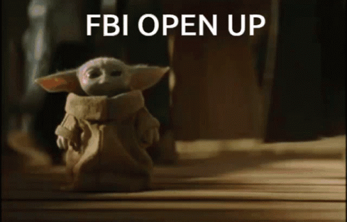 Funny Baby Yoda Fbi Open Up GIF