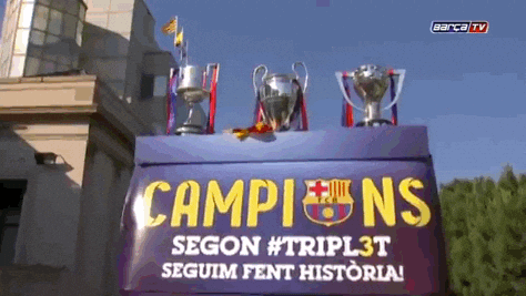Fc Barcelona Championship Trophy Cinematic Shot GIF