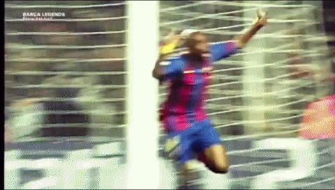 Fc Barcelona Ecstatic Samuel Etoo Sprinting GIF