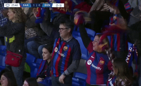 Fc Barcelona Fans Synchronized Flag Twirling GIF
