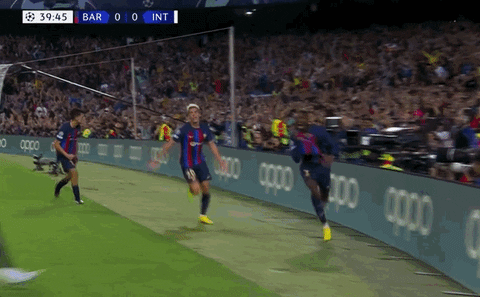 Fc Barcelona Jumping Chest Bump Celebration GIF