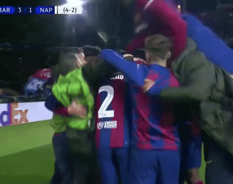 Fc Barcelona Players Hugging GIF
