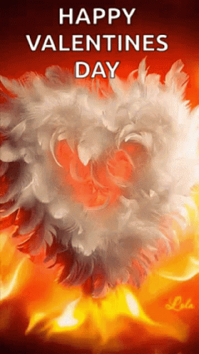 Feather Heart With Happy Valentines Day GIF