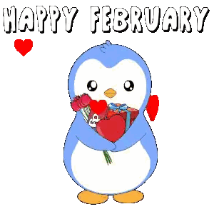 February Greeting Card with Penguin