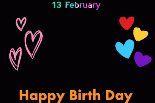 February Happy 13th Birthday Greeting GIF