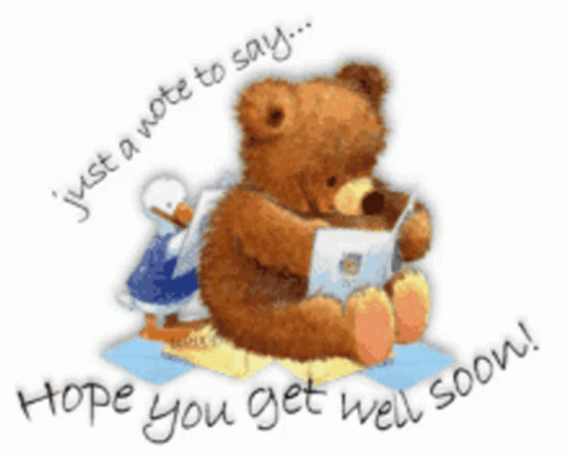 Feel Better Soon Bear Duck Cartoon GIF 