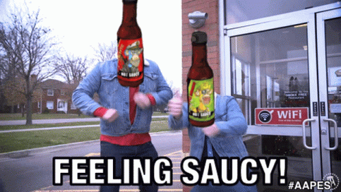 Feeling Saucy Guys With Edited Bottle Heads GIF